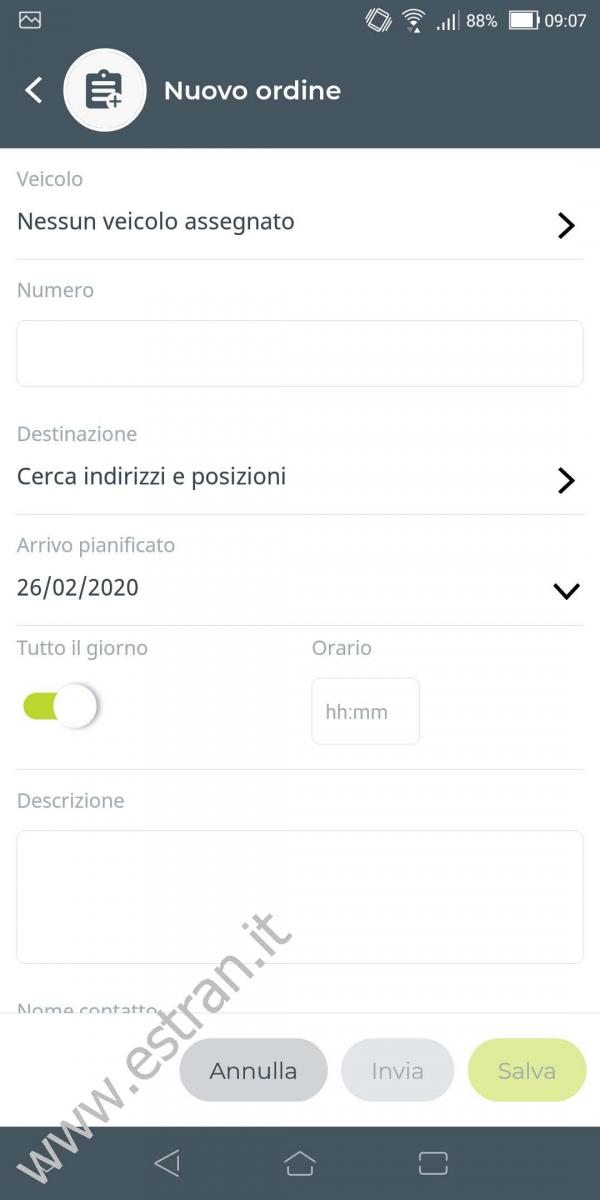 WEBFLEET MOBILE - Android - Nuovo ordine